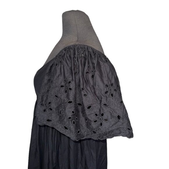 Zara Open Work Embroidered Dress Black Size Small - Picture 2 of 8
